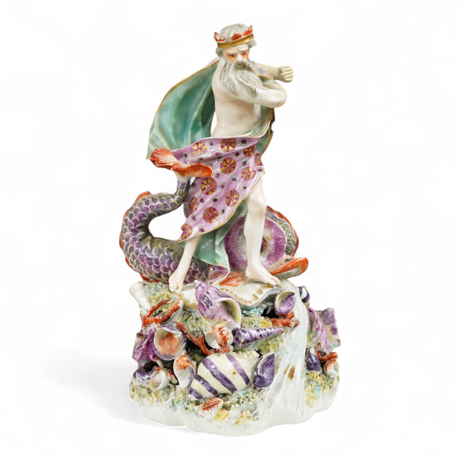 A late 18th century Derby figure of Neptune, 23cm